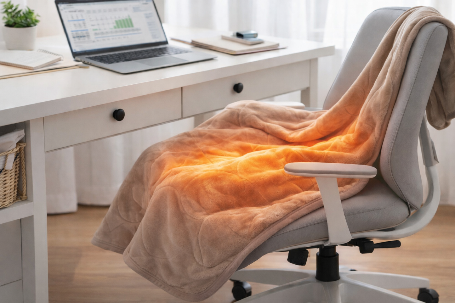 Electric Heated Blanket Knee Warmer 150x80cm – Auto Shutoff, 3 Heat Levels – Home & Office