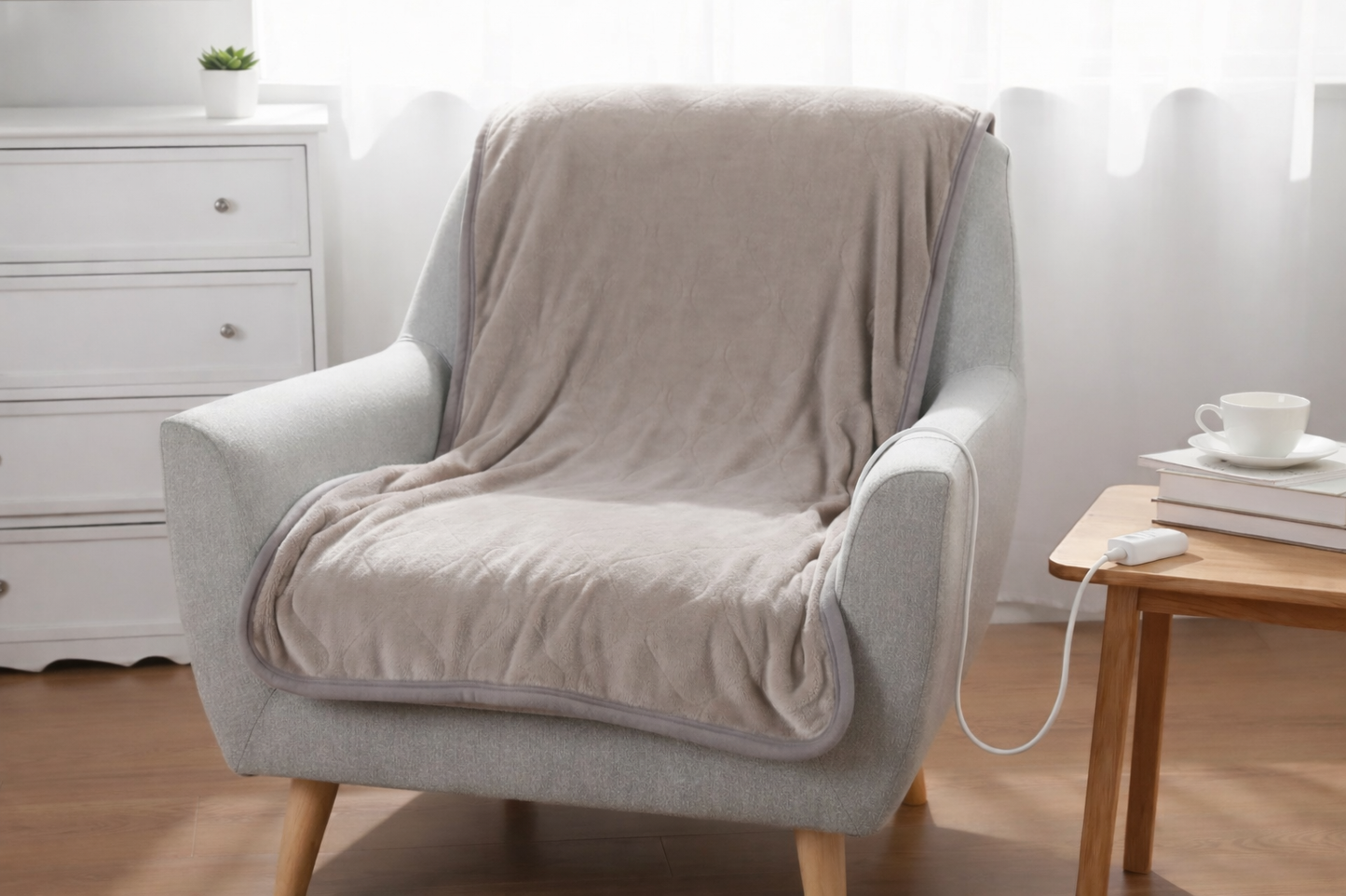 Electric Heated Blanket Knee Warmer 150x80cm – Auto Shutoff, 3 Heat Levels – Home & Office